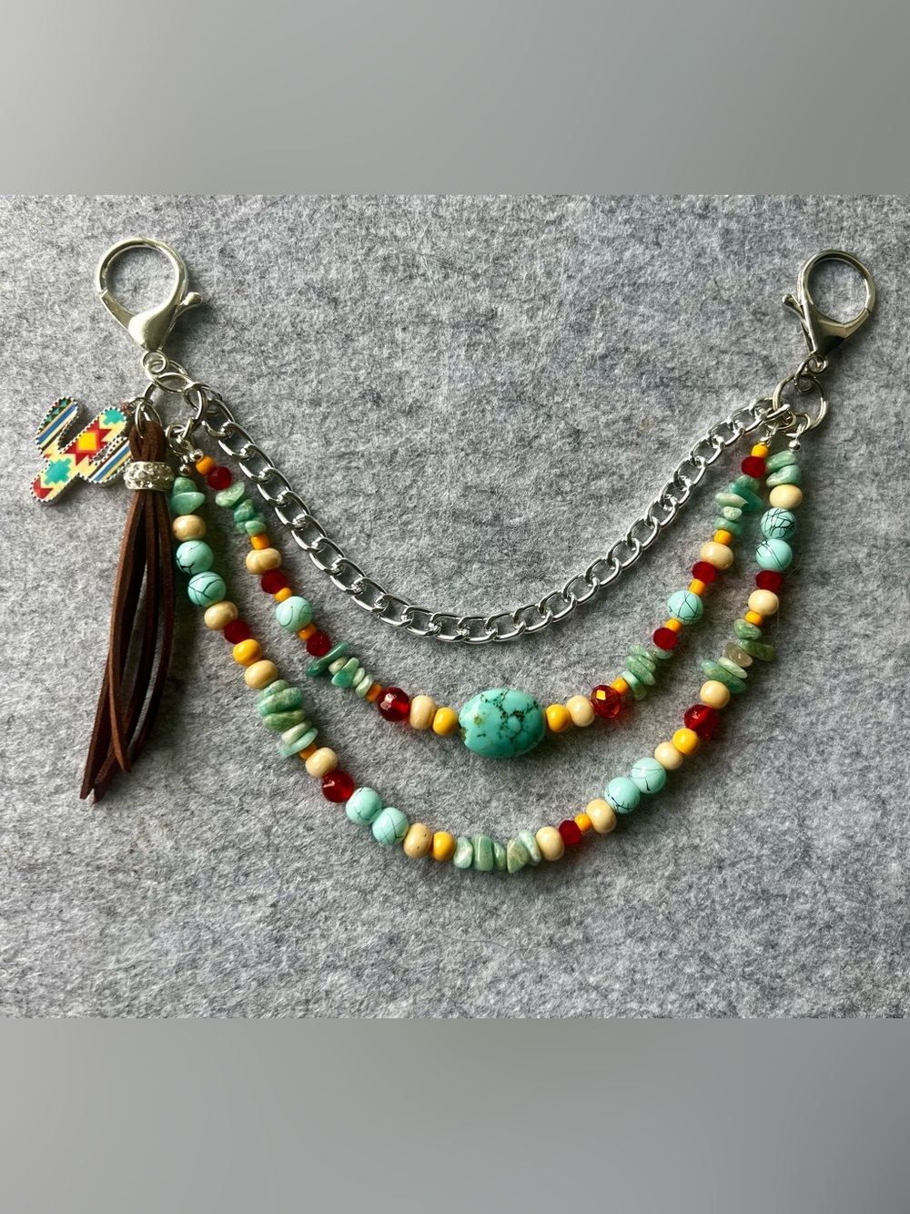Layered Turquoise Beaded Purse chain - Multicolor
